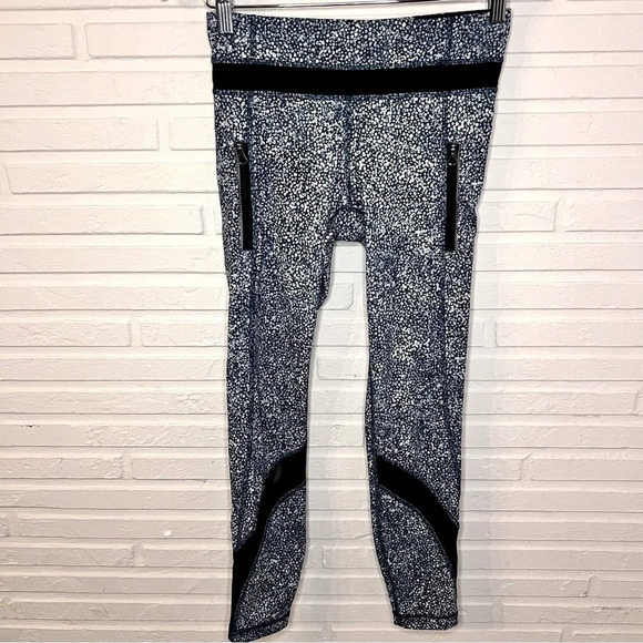 Lululemon Blue Mesh Inspire Workout Cropped Capri Leggings, Women’s Size 4 - Picture 1 of 9